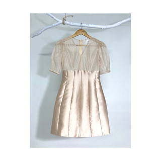 VÁY THIẾT KẾ CAO CẤP - váy liền taffeta thắt eo cao bổ mảnh