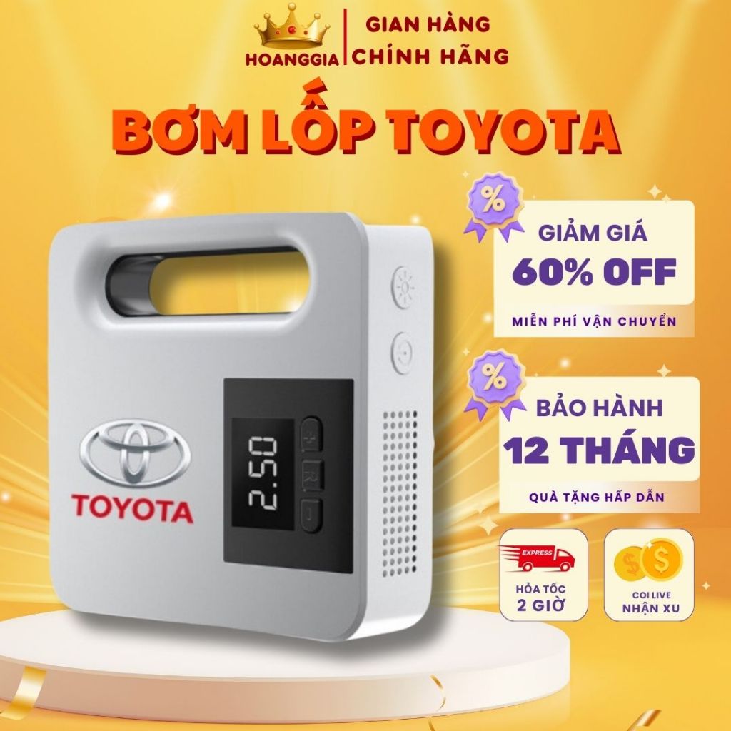 Bơm Lốp Ôto Thông Minh TOYOTA TỰ ĐỘNG NGẮT - ĐÈN LED HIỂN THỊ SANG TRỌNG