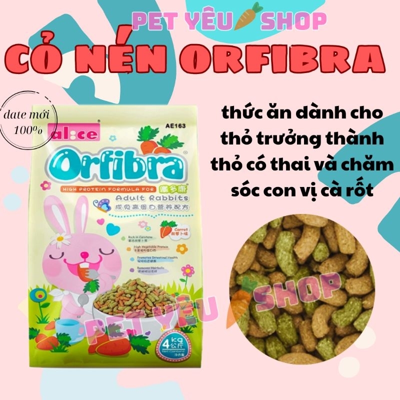 Nén OrFiBRa (1 ký/138k) Date mới Freeship thức ăn thỏ trên 6 tháng thỏ trưởng thành và chăm sóc con