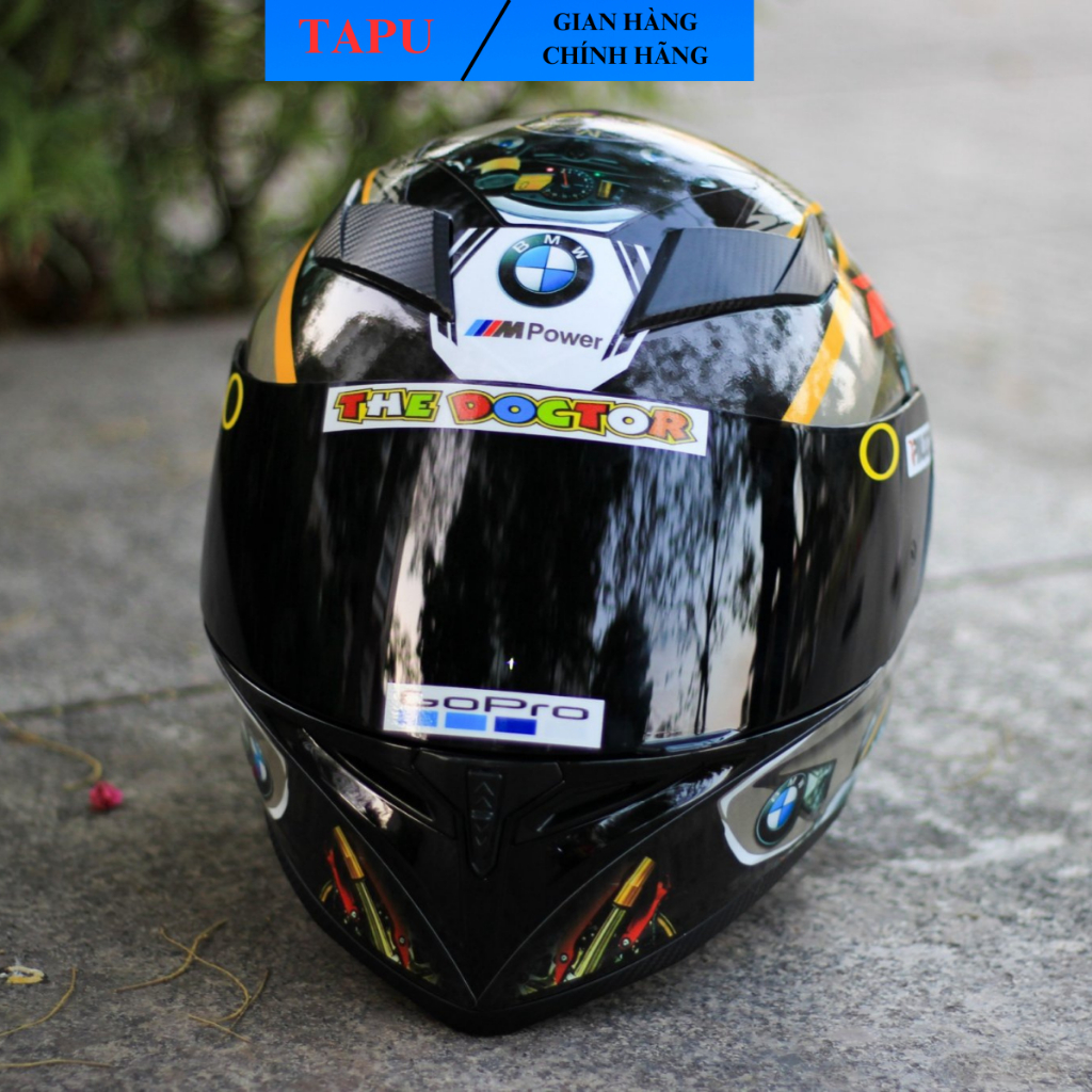 Mũ bảo hiểm fullface ROYAL M138B nón bảo hiểm 1 kính lên tem BMW Xám - Tapu Shop
