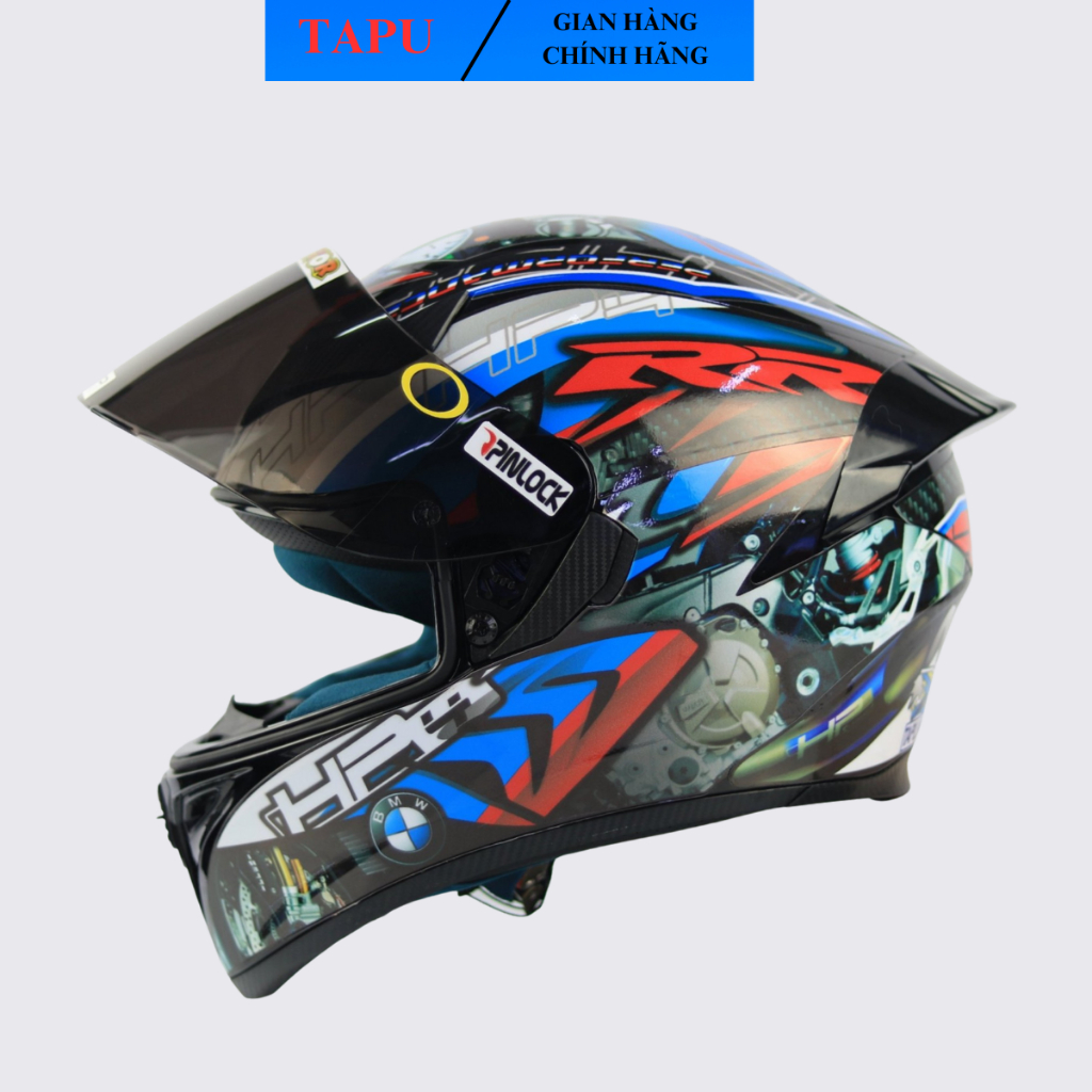 Mũ bảo hiểm fullface ROYAL M138B nón bảo hiểm 1 kính lên tem BMW Xám - Tapu Shop
