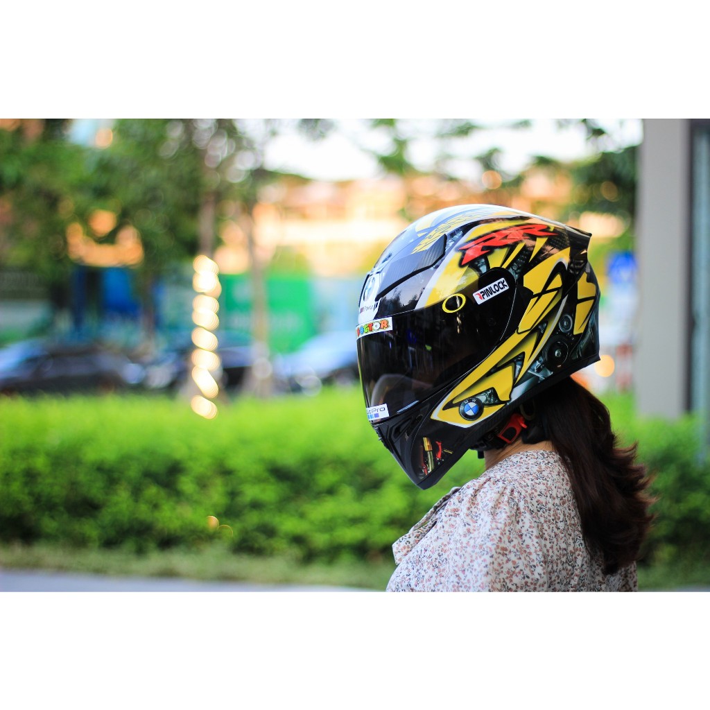 Mũ bảo hiểm fullface ROYAL M138B nón bảo hiểm 1 kính lên tem BMW Xám - Tapu Shop