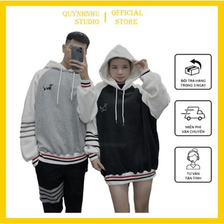 Áo hoodie nỉ thome , áo hoodie nỉ thome có mũ họa tiết chó phối sọc thome chất nỉ bông cao cấp