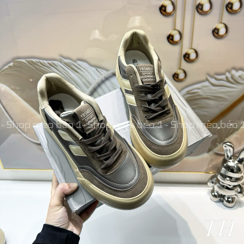 Giày thể thao kẻ chéo pha màu đế bánh mỳ fullbox hàng quảng châu cao cấp