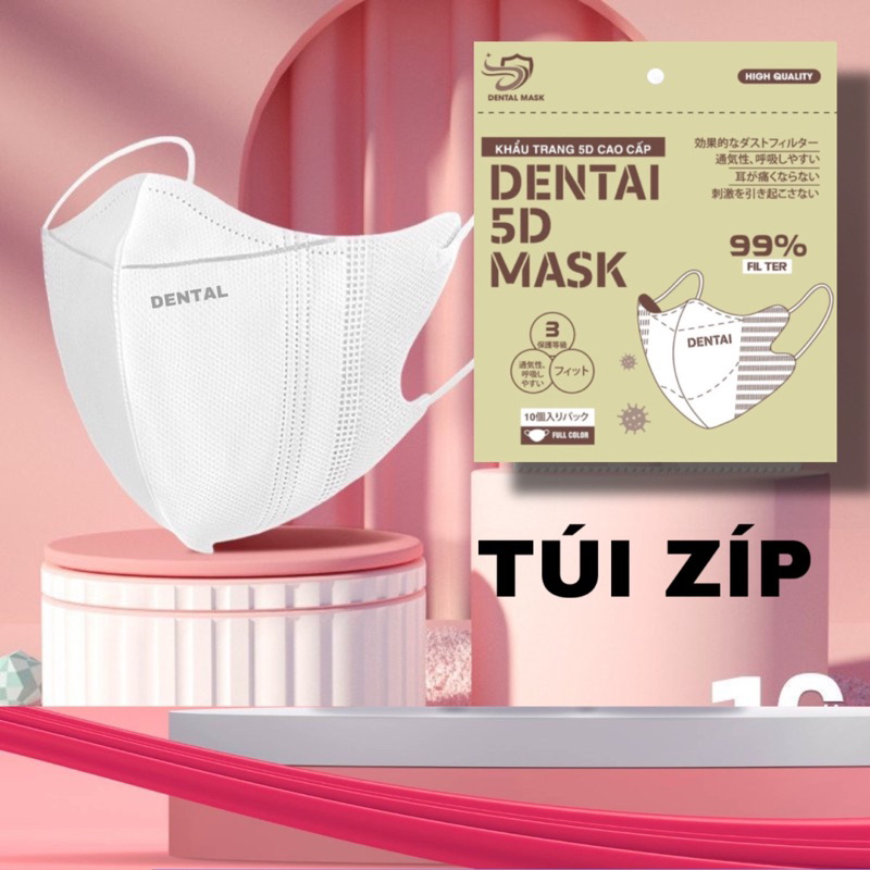 Thùng 500 chiếc khẩu trang 5D DENTAL MASK Chính Hãng 3 lớp Kháng Khuẩn dày dặn Chống Tia Uv ,Bụi Mịn