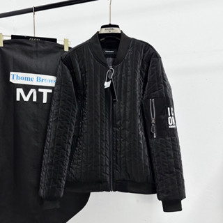  Áo khoác phao bomber nam Dsq nhung lì trần bông sọc dọc thân thêu túi zip tay in chữ ICON dày dặn AK125P 