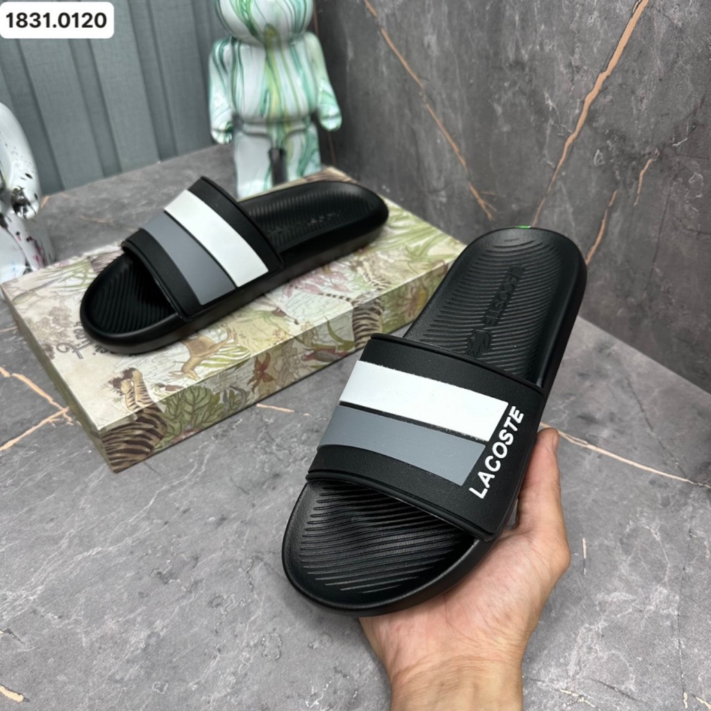 Dép nam lacoste, Dép quai ngang mẫu mới chất liệu cao su cao cấp, rửa nước thoải mái