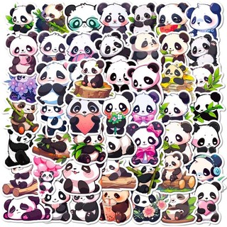 Set 50 miếng sticker hình dán chống nước gấu trúc panda
