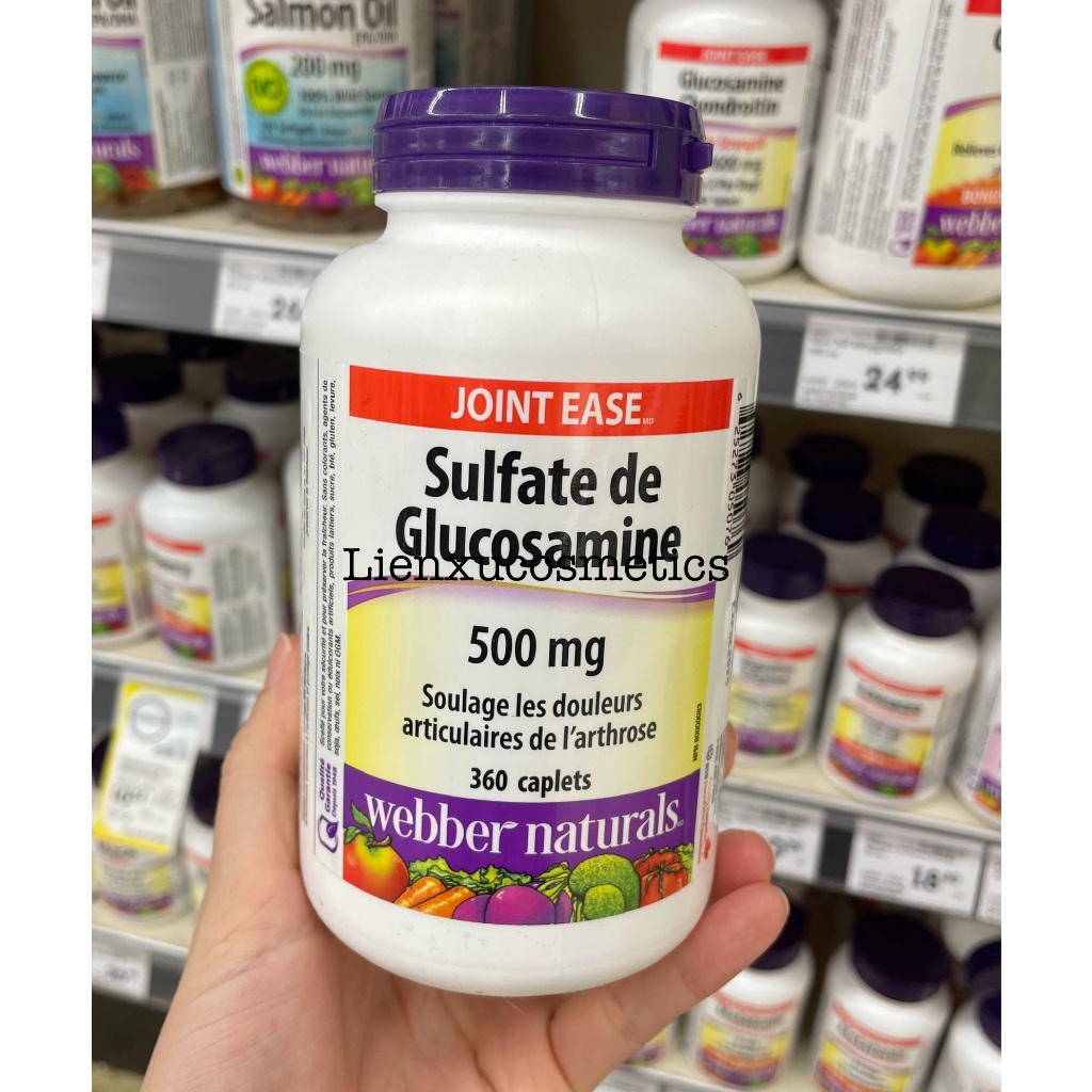 Giảm đau xương khớp Webber Naturals Glucosamine sulfate 500mg, hộp 360 viên
