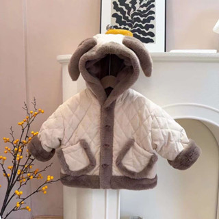 Áo khoác nhung lông mũ tai thỏ siêu ấm hàng QCCC - [HRNEE] Áo phao hrnee cho bé 6-9M đến 3-4Y