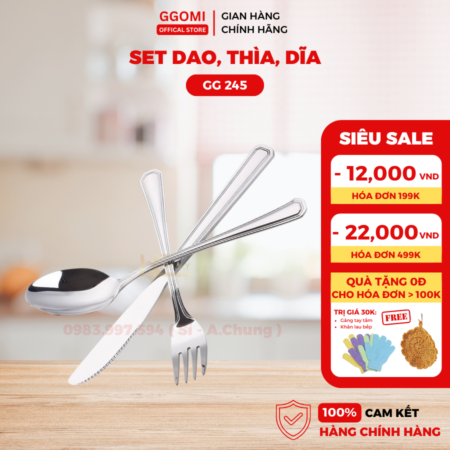 Set dao thìa dĩa nhà hàng Ggomi GG245 không gỉ cao cấp Hàn Quốc