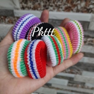 Sỉ 50 thun cột tóc sọc màu dày cở vừa (bản 1.5cm)