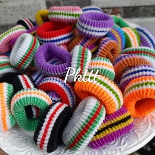 Sỉ 50 thun cột tóc sọc màu dày (loại trung bản 1.5cm)