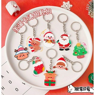 Móc khóa noel giáng sinh, móc chìa khóa to kèm dây sillicon hình ông già noel người tuyêt cây thông qua tặng cute