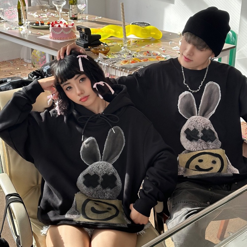 Áo khoác nam Hoodie THỎ BAD RABBIT Nỉ Bông Form Rộng Nữ mùa đông cặp đôi Unisex Dáng Oversize/ÁO HOODIE JAYSTOREE 🖤