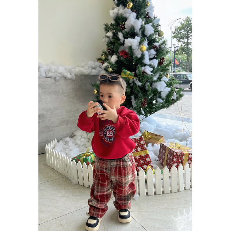 Set áo nỉ quần dạ kẻ hot hit mùa Noel 🎄 / Tết 🧧