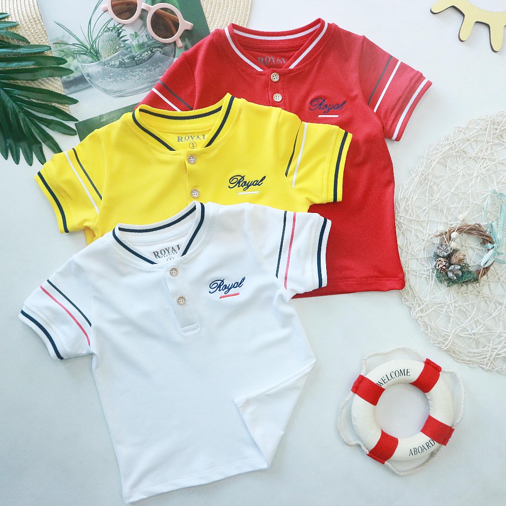 Áo Polo Bé Trai Cổ Bomber Size 9-30kg 💕𝑭𝑹𝑬𝑬𝑺𝑯𝑰𝑷 💕 - Áo Thun Cho Bé, 1-9 Tuổi - Áo Phông trơn cao cấp