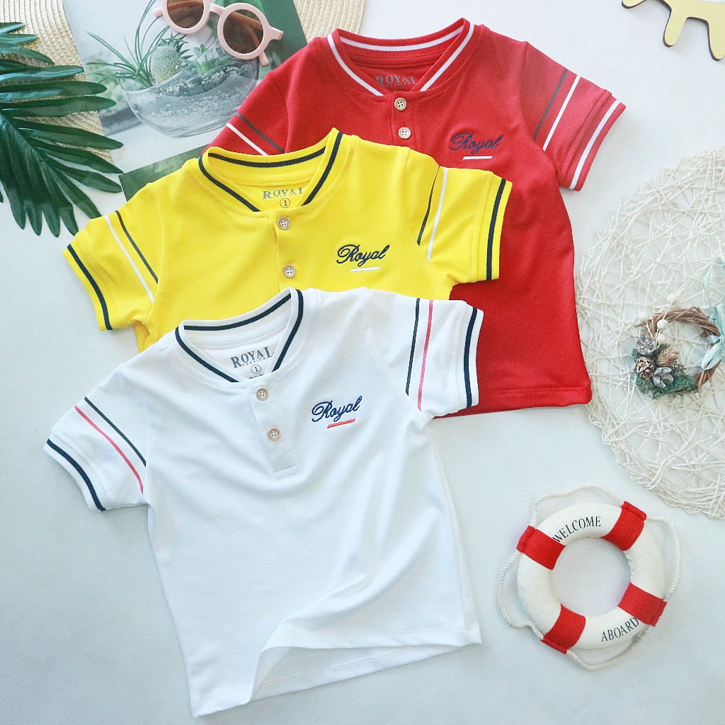 Áo polo cho Bé trai cao cấp cổ Bomber chất cá sấu Mỹ size từ 9-29kg