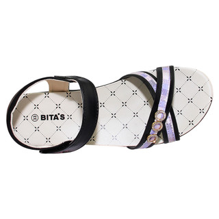 Sandal đế bằng bé gái Bita's SOB.287 (Đen + Hồng sen + Kem)