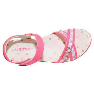 Sandal đế bằng bé gái Bita's SOB.287 (Đen + Hồng sen + Kem)