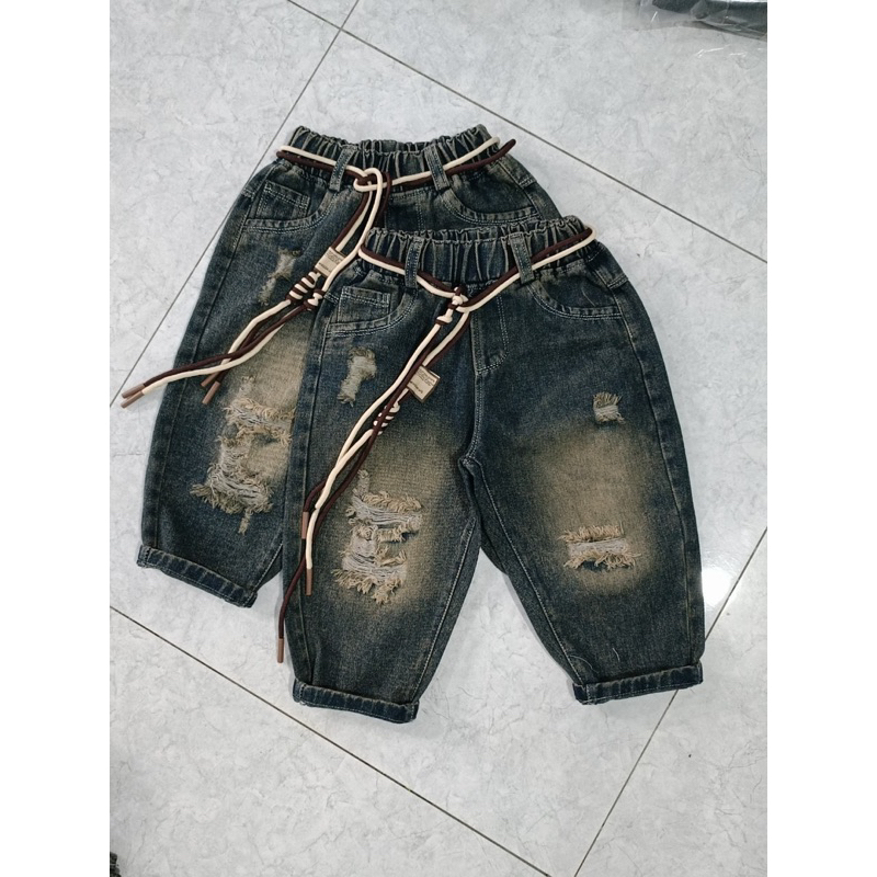 Quần jean dây rút bé trai