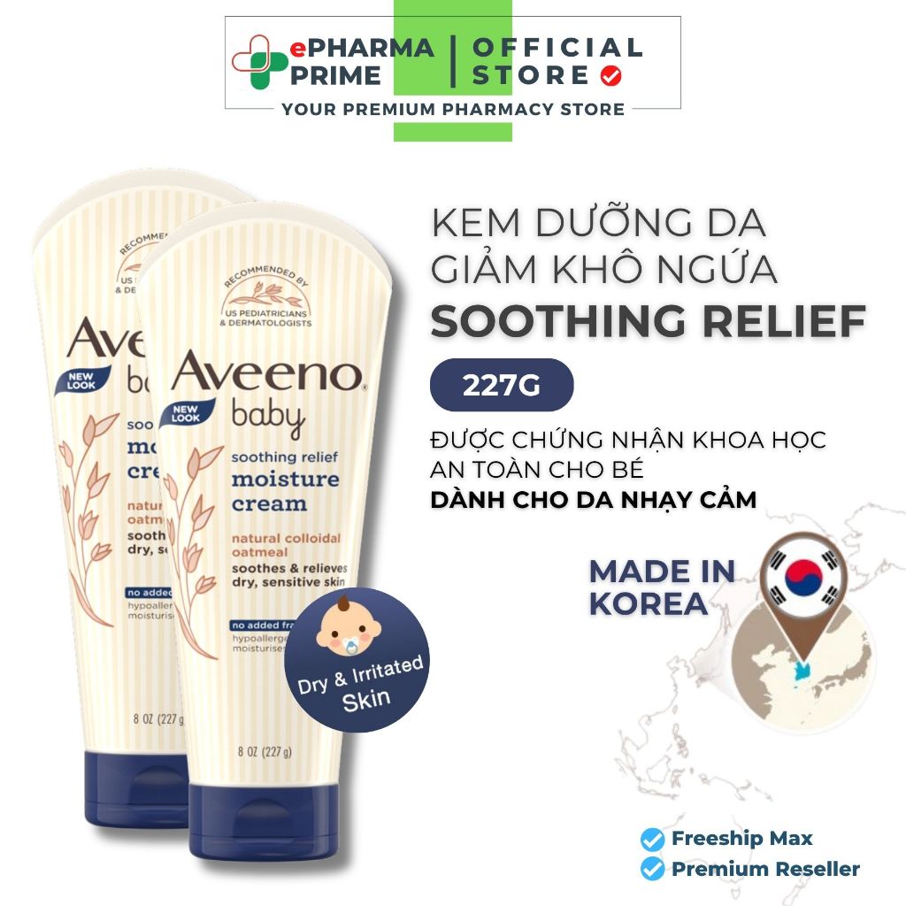 Kem Dưỡng Ẩm Aveeno Baby Soothing Relief Cho Da Khô, Nhạy Cảm 227g