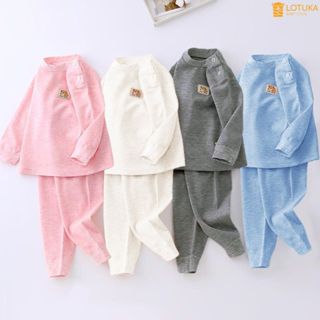 Bộ Dài Tay Kẻ Lót Lông Nhung LOTUKA Cho Bé, Bộ Thu Đông Cho Bé Trai Bé Gái, Quần Áo Trẻ Em Size 4-18kg