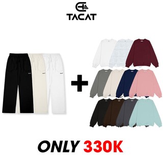Combo 1 quần nỉ da + 1 sweater trơn c0 nỉ top nữ