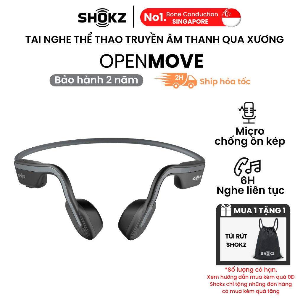 Tai Nghe Bluetooth Thể Thao Truyền Âm Thanh Qua Xương SHOKZ OPENMOVE S661 - Bảo Hành 2 Năm Chính Hãng