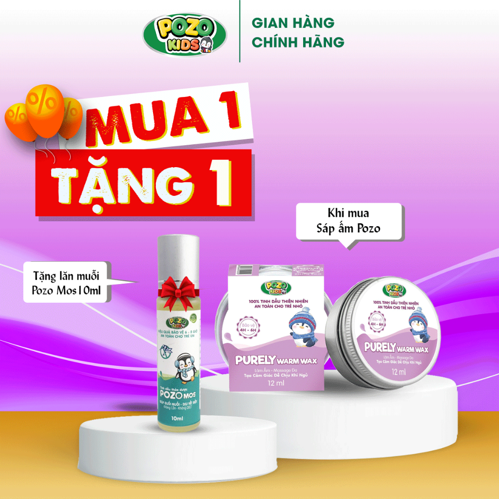 Pozokids - Sáp Giữ Ấm Pozo Giúp Giữ Ấm Cơ Thể, Giúp Bé Ngủ Ngon, Sâu Giấc - Lọ 12ml