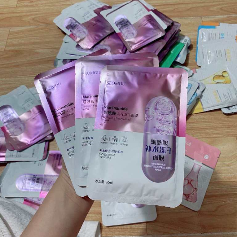 Mặt Nạ Giấy Dưỡng Ẩm Trắng Da Mờ Thâm Giảm Mụn Trắng Da Giảm Nám , mặt nạ hoa quả SEOMOU - M23