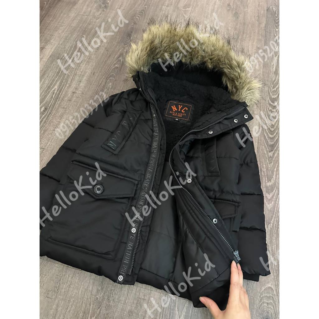 Áo khoác parka CA size đại viền khoá chữ bé trai