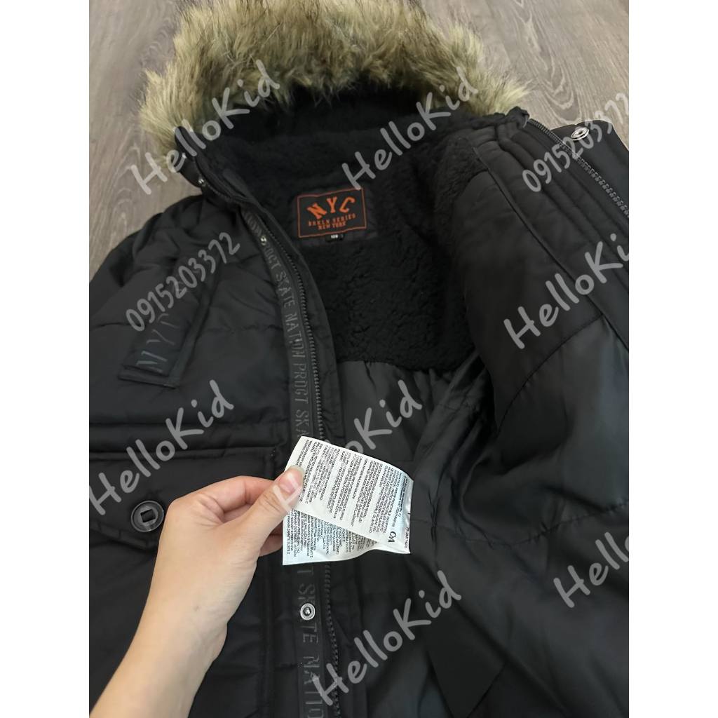 Áo khoác parka CA size đại viền khoá chữ bé trai