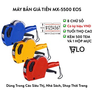 Máy Bắn Giá Tiền Có Ký Hiệu VND, Súng Bấm Giá MX-5500 EOS(Tặng Kèm 1 Lọ Mực + 1 Cuộn Tem), Bản In Sắc Nét, Núm Xoay Nhẹ