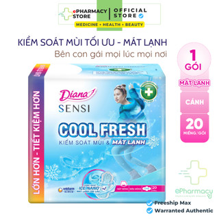 BVS Diana Cool Fresh Siêu Mỏng Cánh - Băng Vệ Sinh Diana SenSi Cool Fresh Siêu Mỏng Cánh 8 Miếng/Gói Và 20 Miếng/Gói