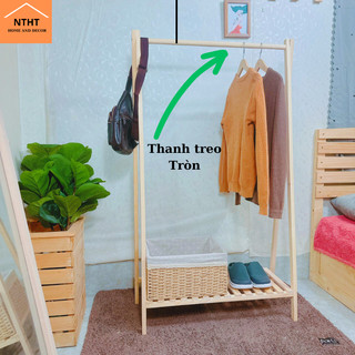 Kệ treo quần áo chữ A 1 tầng gỗ thông tự nhiên KT D85 x C150 x R38