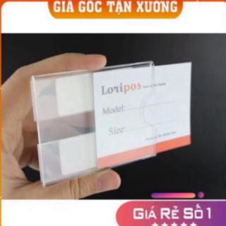 Thẻ kẹp giá mica mika meka meca trong dán kệ, kẹp giá ghi thông tin sản phẩm, bảng tên mica có dán băng keo sẫn