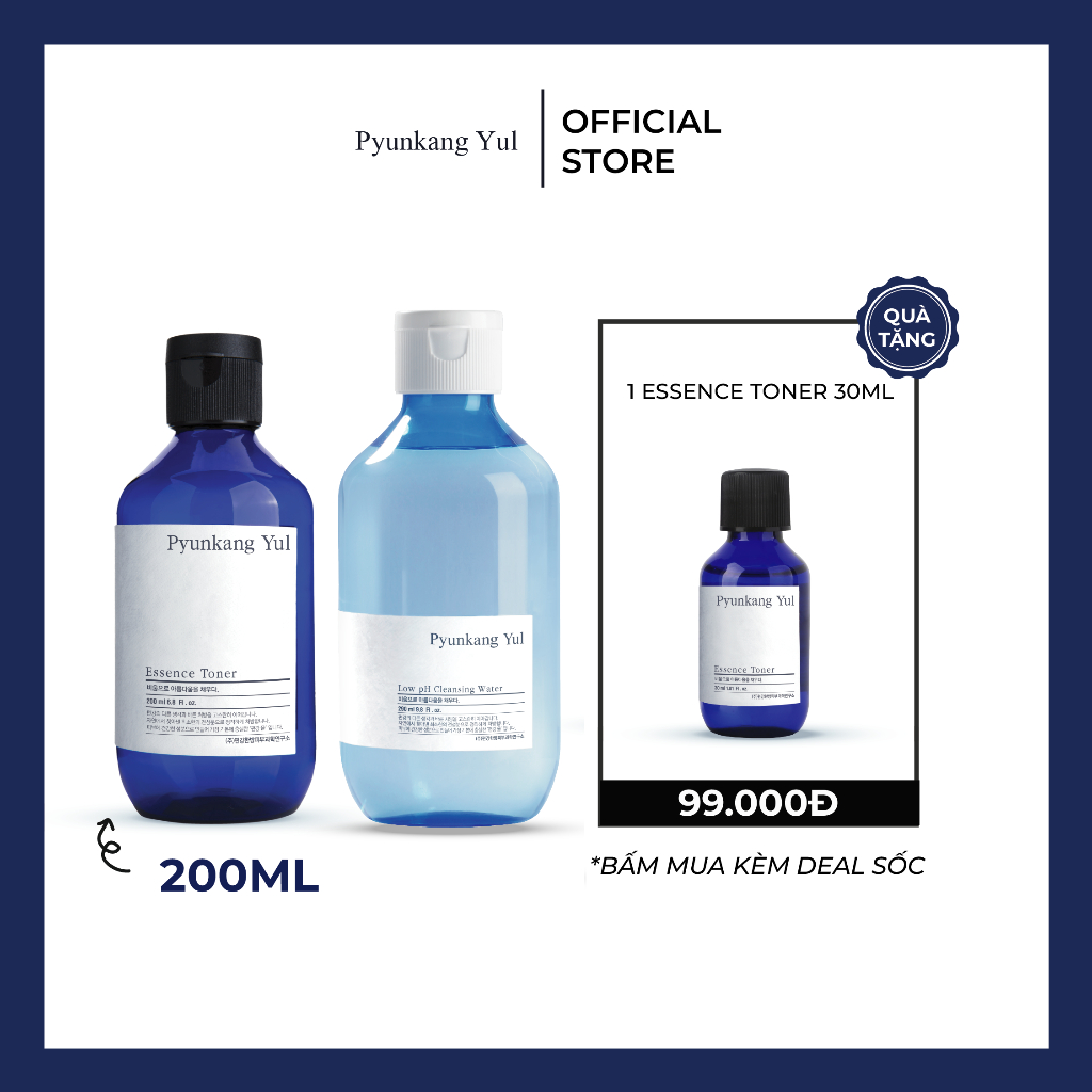 Combo Nước hoa hồng cấp ẩm Pyunkang Yul 200ml + Nước tẩy trang Pyunkang Yul 290ml