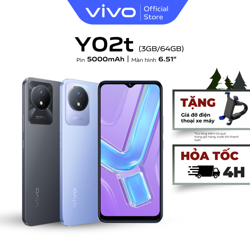 Điện thoại VIVO Y02t - Hàng chính hãng - Pin Khủng 5000mAh - Màn hình 6.51HD+