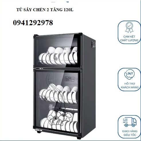 Tủ sấy bát gia đình 2 tầng 120L - máy sấy bát đĩa, tủ sấy chén bát diệt trùng khử khuẩn cao cấp