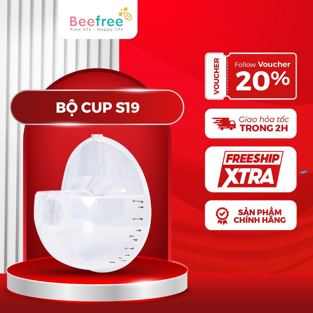 Cup Chứa Sữa - Phụ Kiện Máy Hút Sữa Beefree S19 (Bản Update) Chất Liệu Nhựa PP Cao Cấp An Toàn Và Tiện Dụng