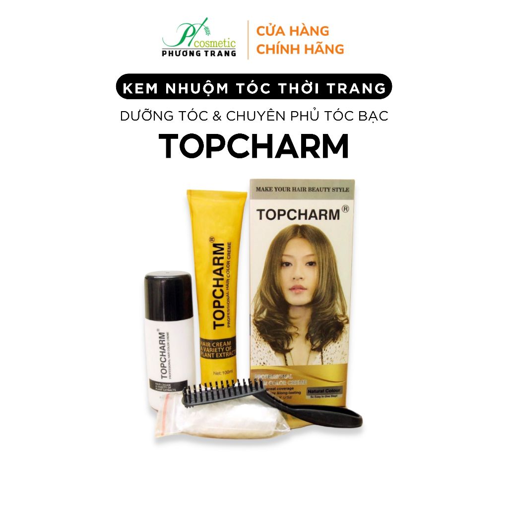 Thuốc Nhuộm Tóc Thực Vật TOPCHARM 26 Màu Thời Trang - Chiết Xuất Tự Nhiên, Lành Tính, Giúp Bảo Vệ Tóc - tuýp 200ml