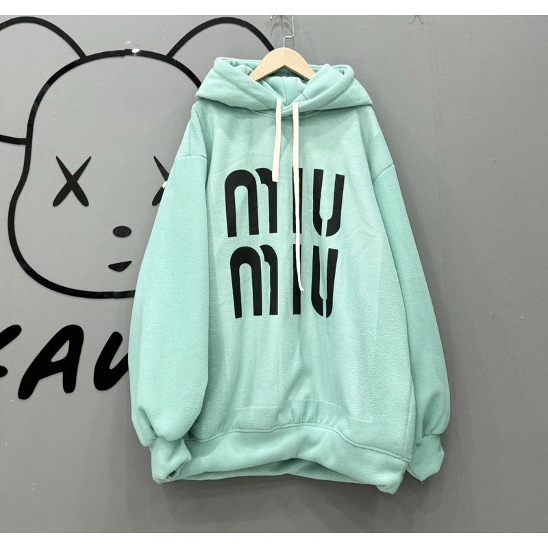 Áo hoodie nỉ lông cừu MIU MIU