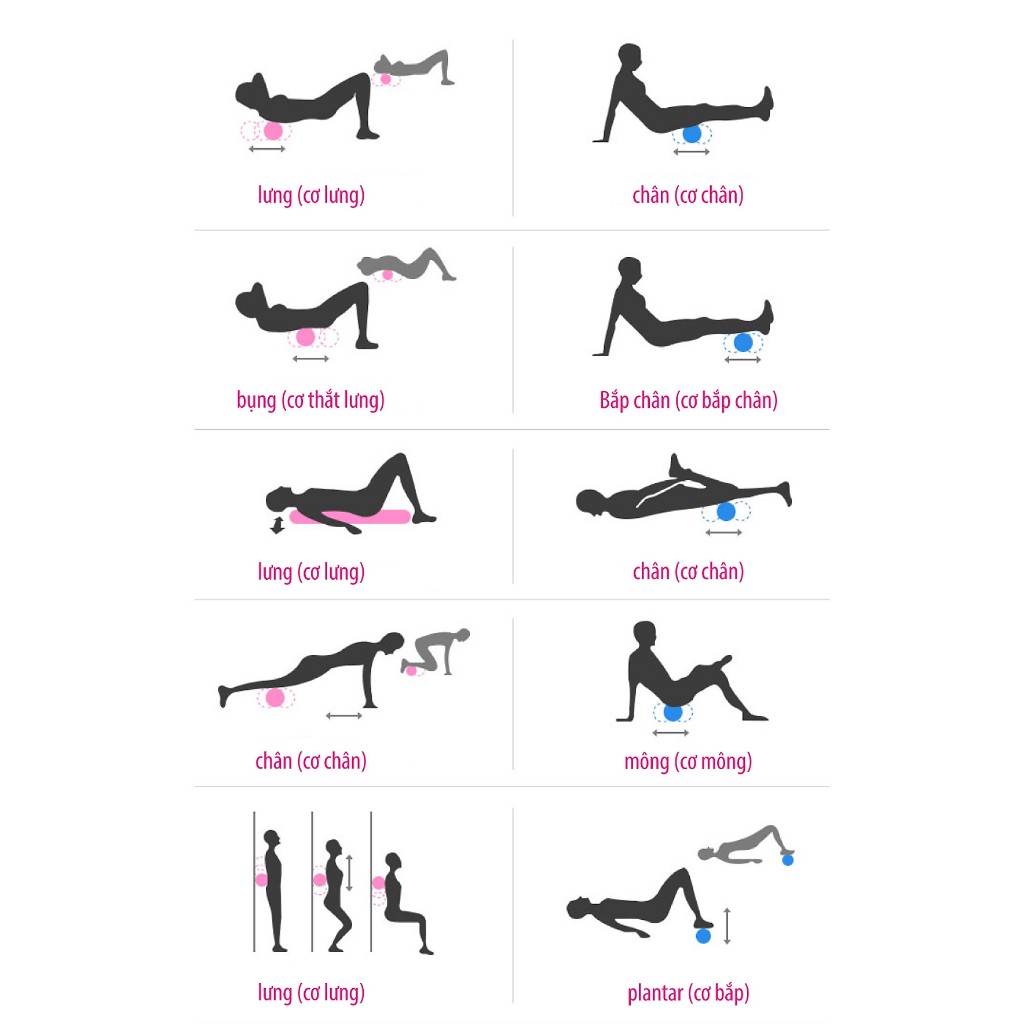 Con Lăn Massage, Dãn Cơ Tập Gym,Yoga Hàng Chuẩn 45cm và 33cm - Hàng chính hãng dododios