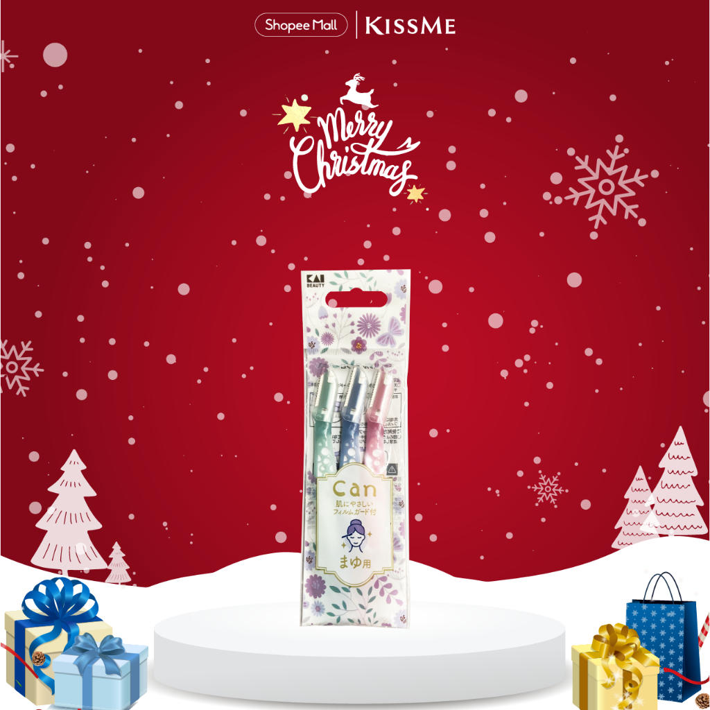 Dao Cạo Lông Mày Cán Nhựa Lưỡi Dao Thép Không Gỉ Kai For Women 17821 ( Set 3 Cây)