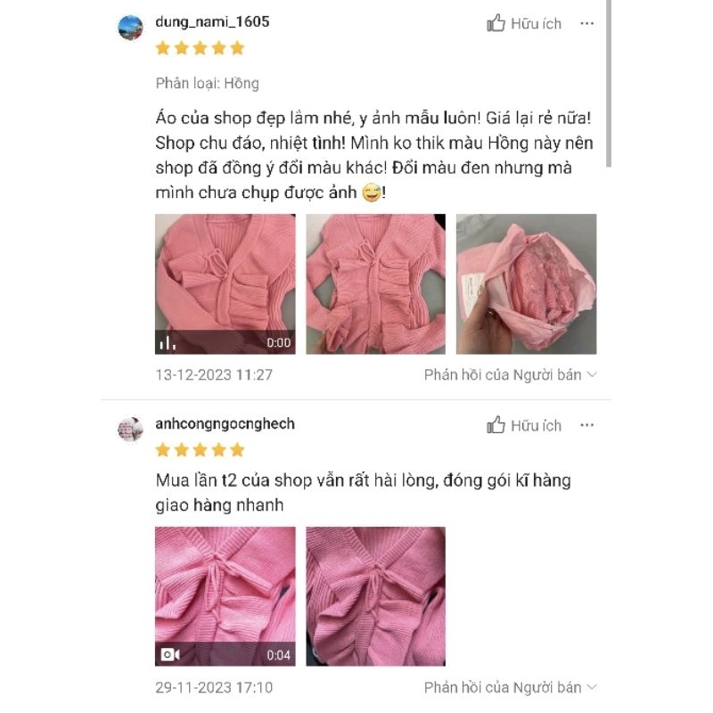 Áo len hồng tay xoè phối bèo ngực 3 màu Hồng, đen, trắng hàng QC cao cấp