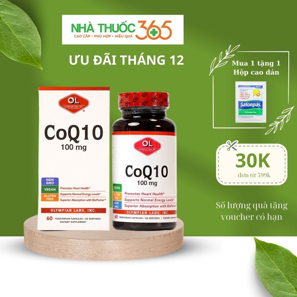 Viên Uống Hỗ Trợ Tim Mạch OLYMPIAN LABS CoQ10 100mg cải Thiện Sức Khoẻ 60 Viên