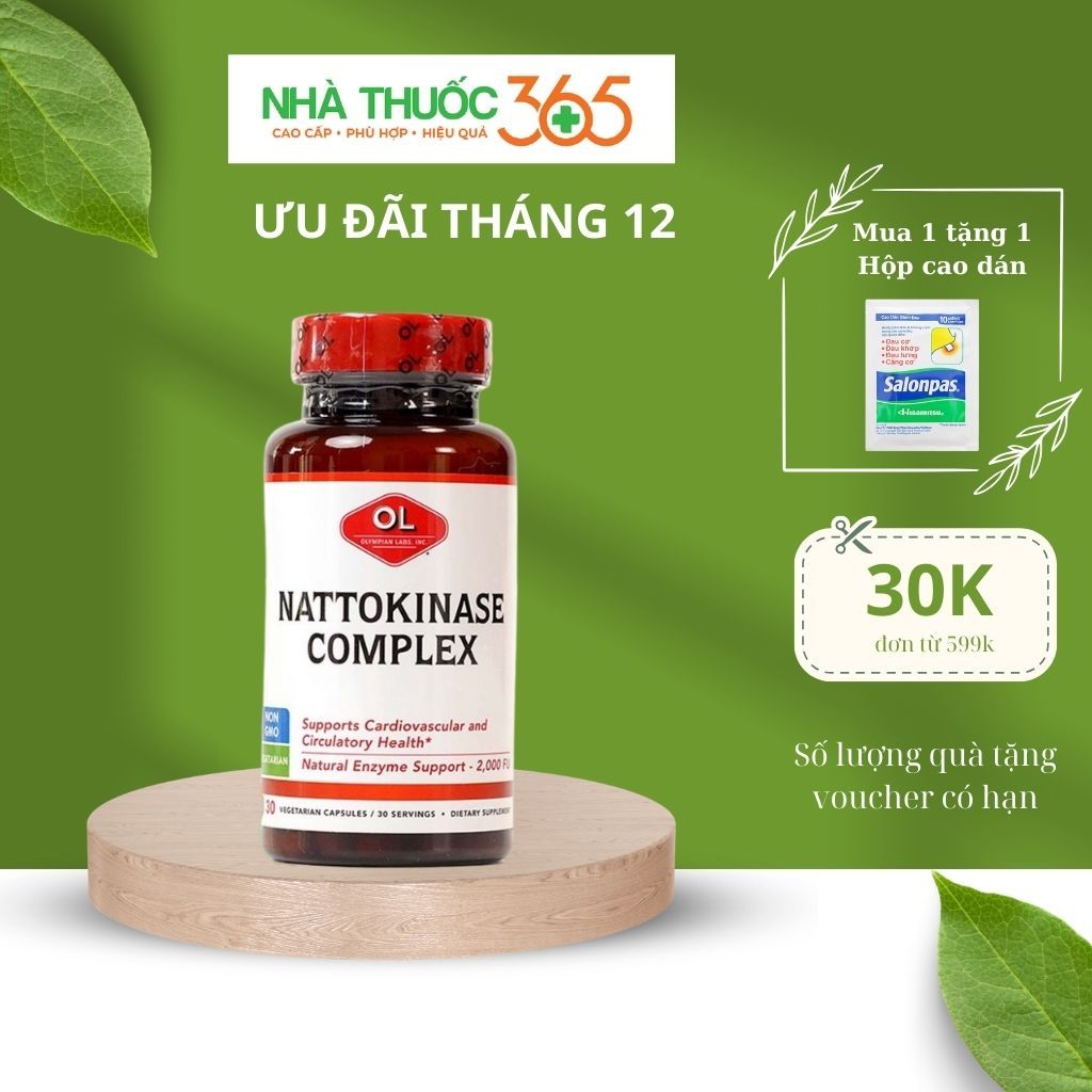 Viên Uống Hỗ Trợ Tránh Tai Biến Mạch Máu Não Olympian labs Nattokinase Complex 30 Viên