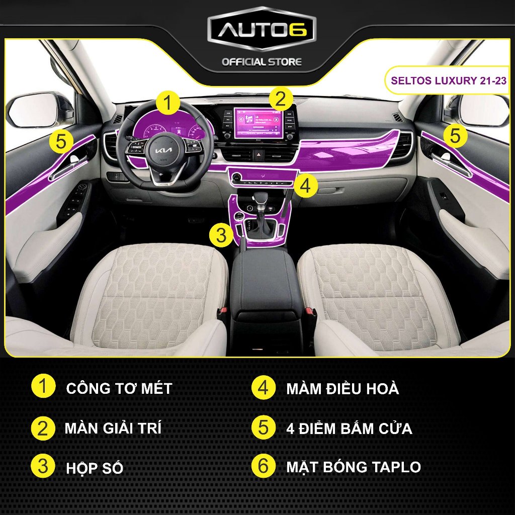 KIA SELTOS 2021-2023: Film PPF dán Full bộ - AUTO6 - chống xước, che mờ đi các vết xước cũ