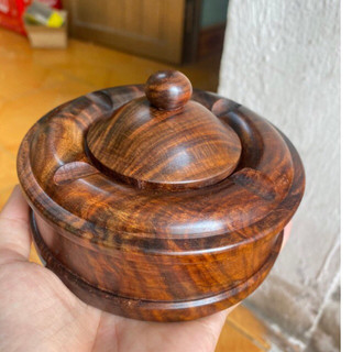 Gạt tàn gỗ Trắc Việt đỏ đen hàng kỹ bóng si có nắp hàng giá xưởng làng nghề tiện gỗ nhị khê